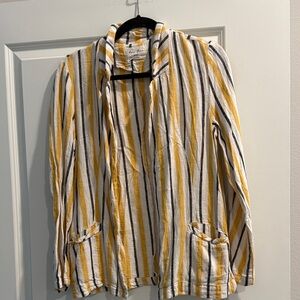 Love Tree linen blend Striped Yellow and Black Women's Jacket